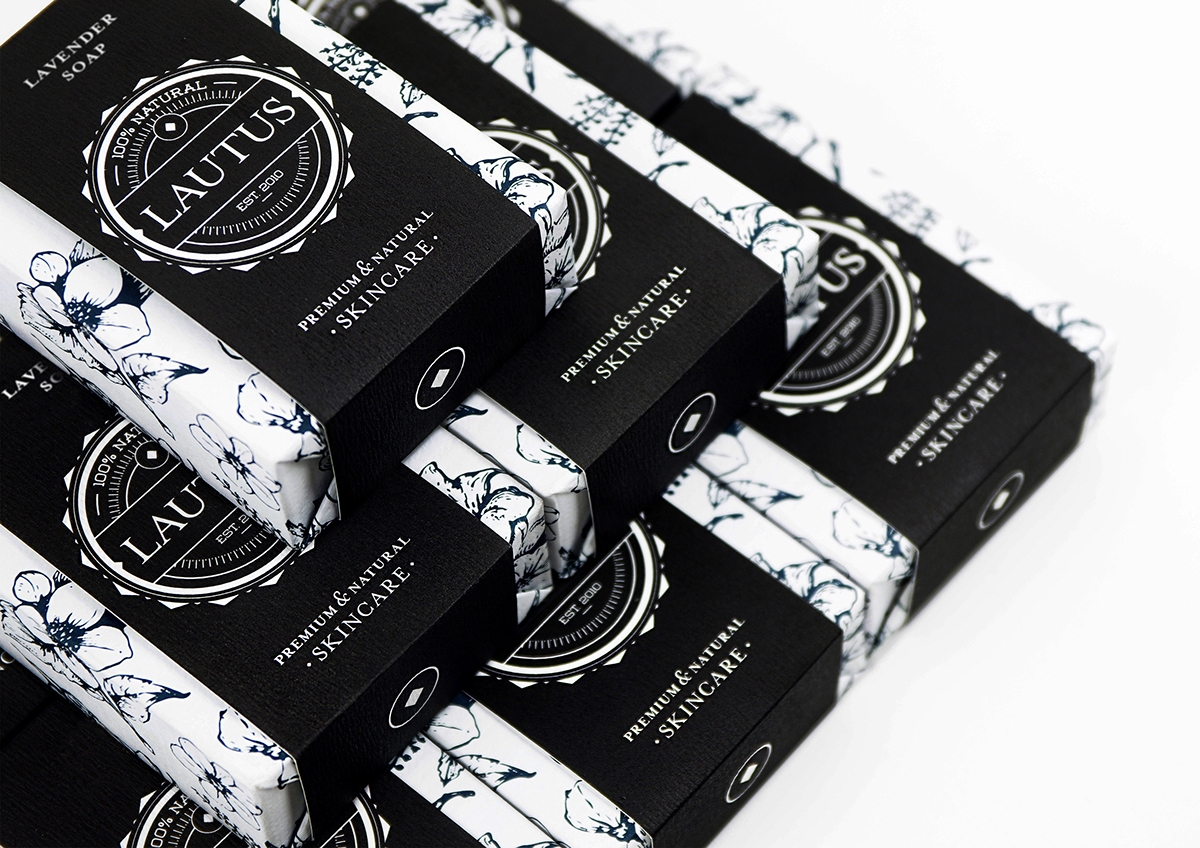 化妝品護膚產品包裝設計— 百分之百天然手工皂，沐浴露和洗滌液品牌包裝設計